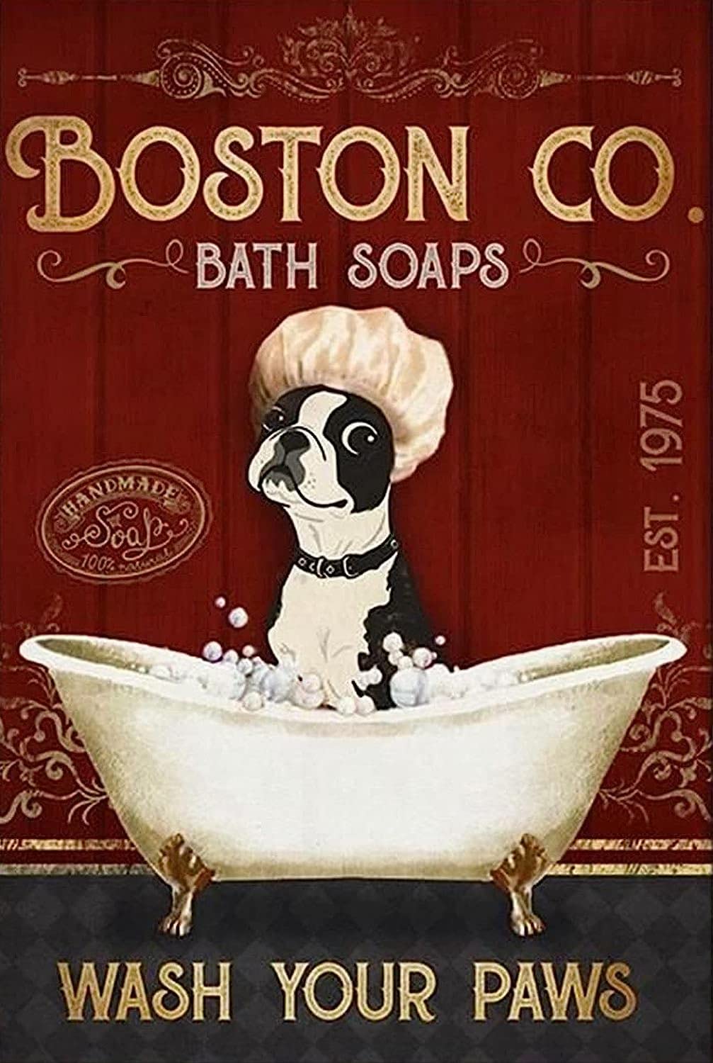 Snowsun Targa In Metallo Vintage Con Boston Terrier - Cartello Pubblicitario In Alluminio - 20,3x30,5 Cm - Per Cucina, Bar, Ufficio - 3