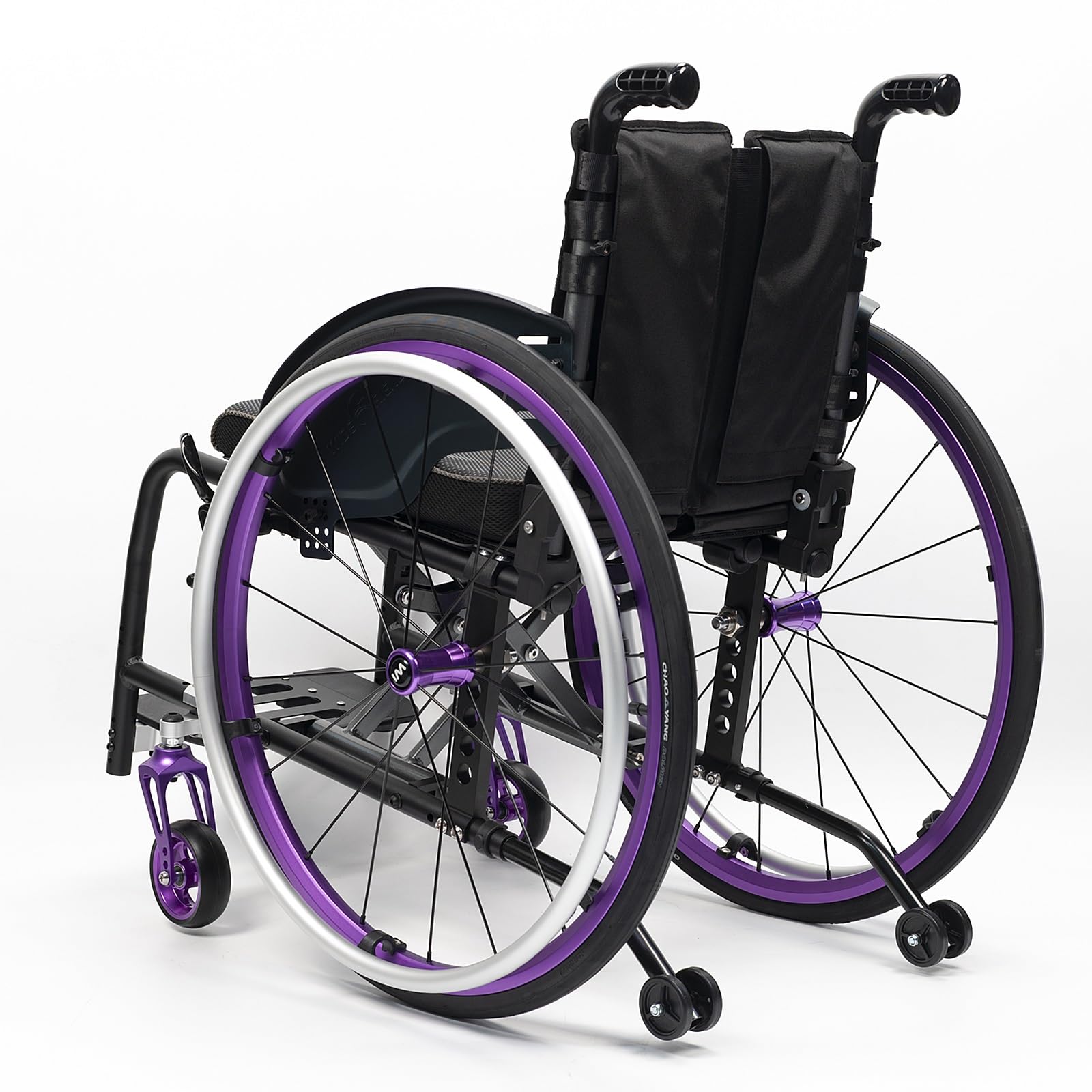 Silla de ruedas manual ligera, silla de ruedas deportiva ultraligera portátil todo terreno, silla de ruedas plegable, sillas de ruedas de transporte con antivuelco(Purple A,42cm/16.5in)