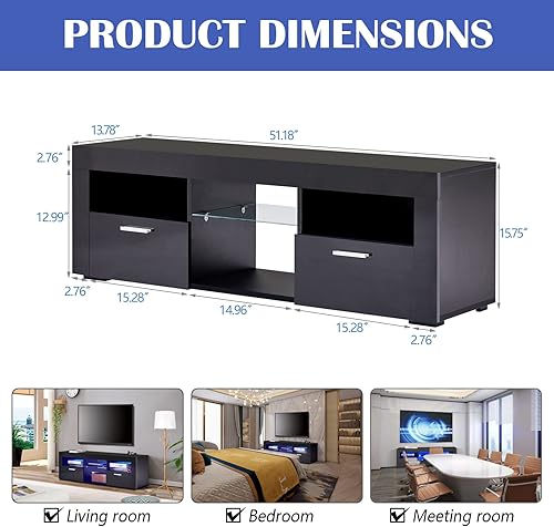 Miniatura 5 de ALINE Moderno soporte de TV negro para TV de 32/50/55+ pulgadas, centro de entretenimiento negro, soportes de TV para sala de estar, soporte de TV