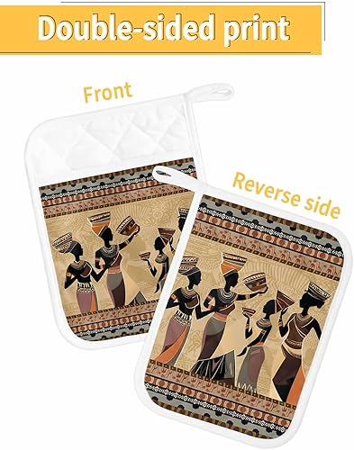 Miniatura 2 de Juego de 3 soportes para ollas de cocina para mujer africana, antideslizantes y aislantes de calor, juego de agarraderas de tela de toalla con