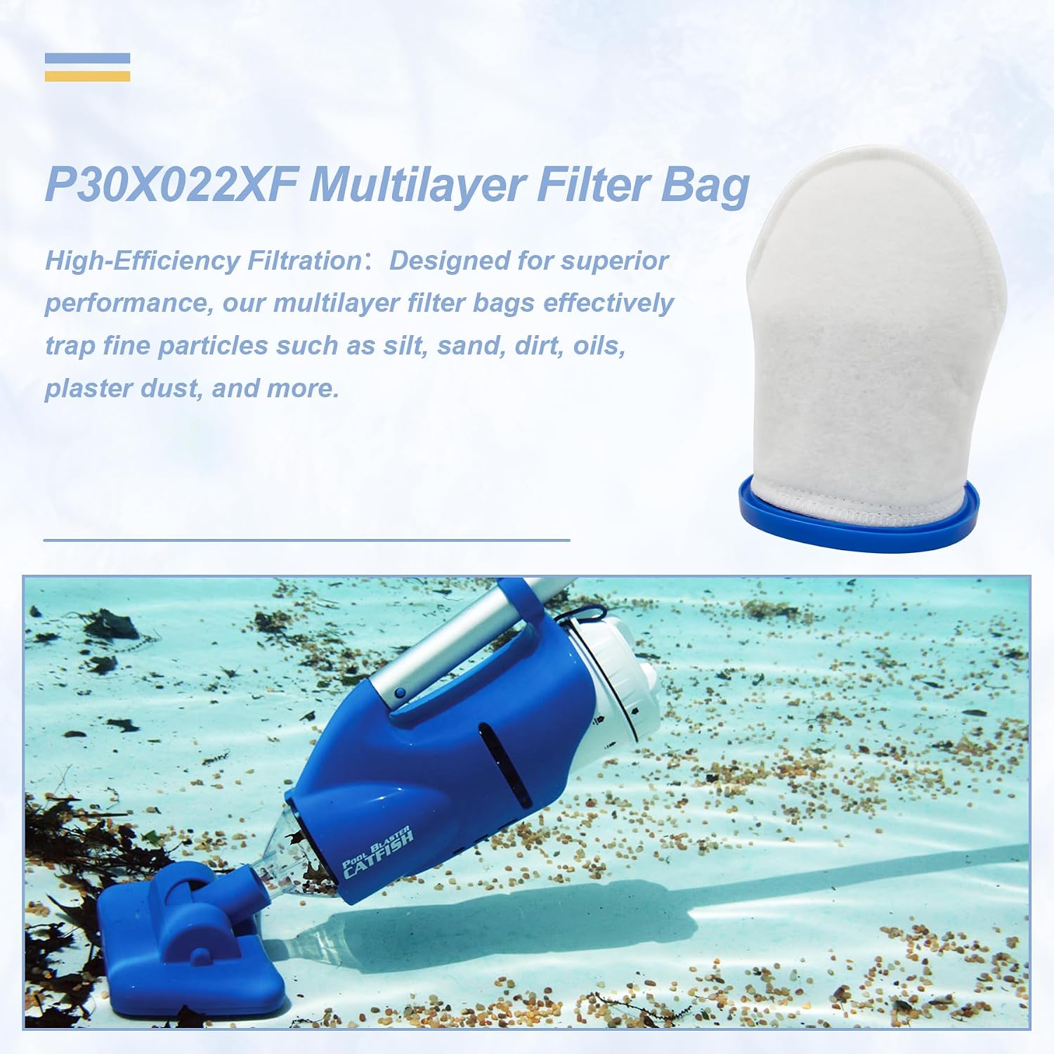 P30X022XF PBW022XF X-treme Multilayer Filter Bag for Handheld Pool Vacuums, Compatible with Pool Blaster Max, Catfish Ultra, iVac 250, iVAC C2, Volt FX-4 and Jacuzzi JPV200 3 Pack image 4
