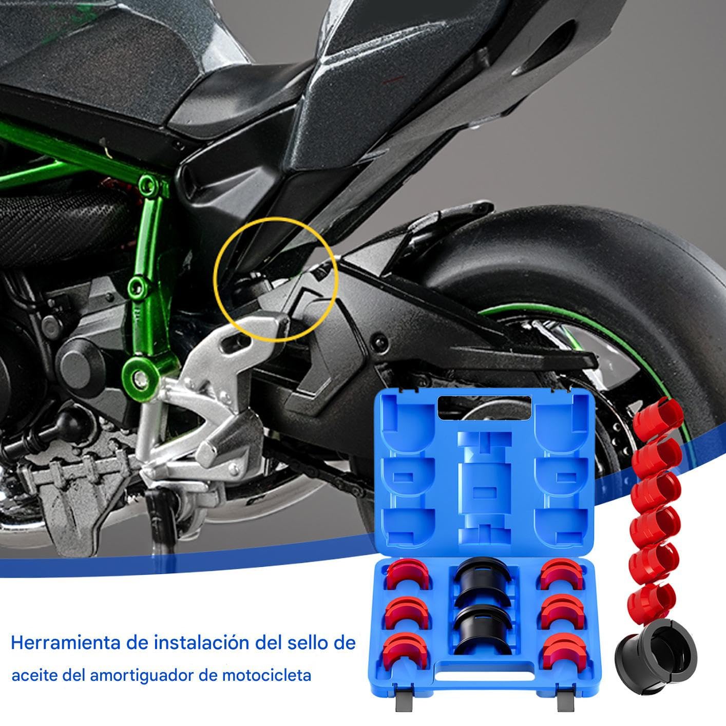 Instalador de Retenes | Juego de Extracción para Horquillas de Moto | Equipo de Precisión para Montaje de Retenes de Amortiguador | Para Garaje Moto Exterior y Hogar