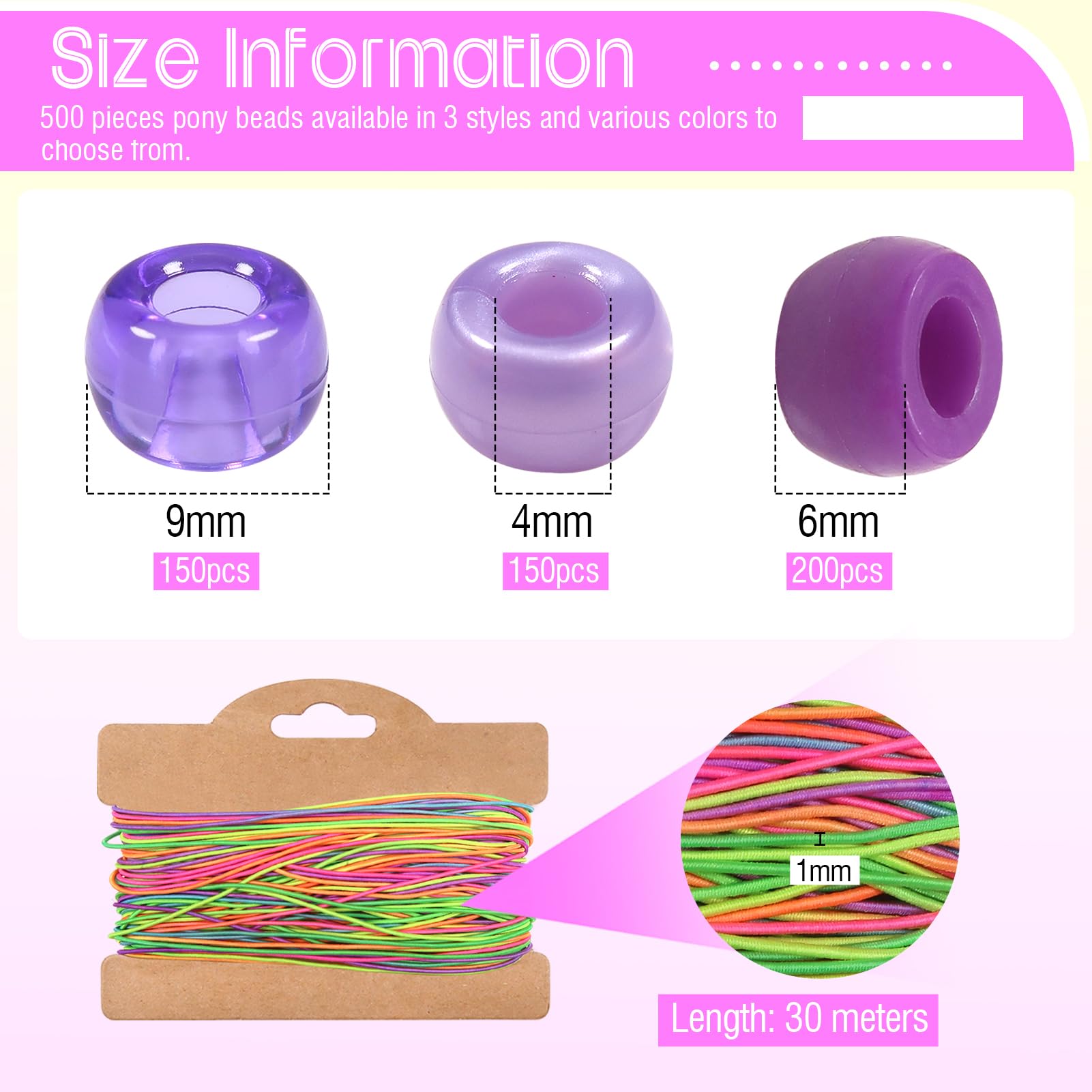 YiYFiT Kit di perline Pony in acrilico, perline distanziatrici a colonna, smerigliate, perline rotonde colorate, perline rotonde con animali marini, perline per collane fai da te, bracciali