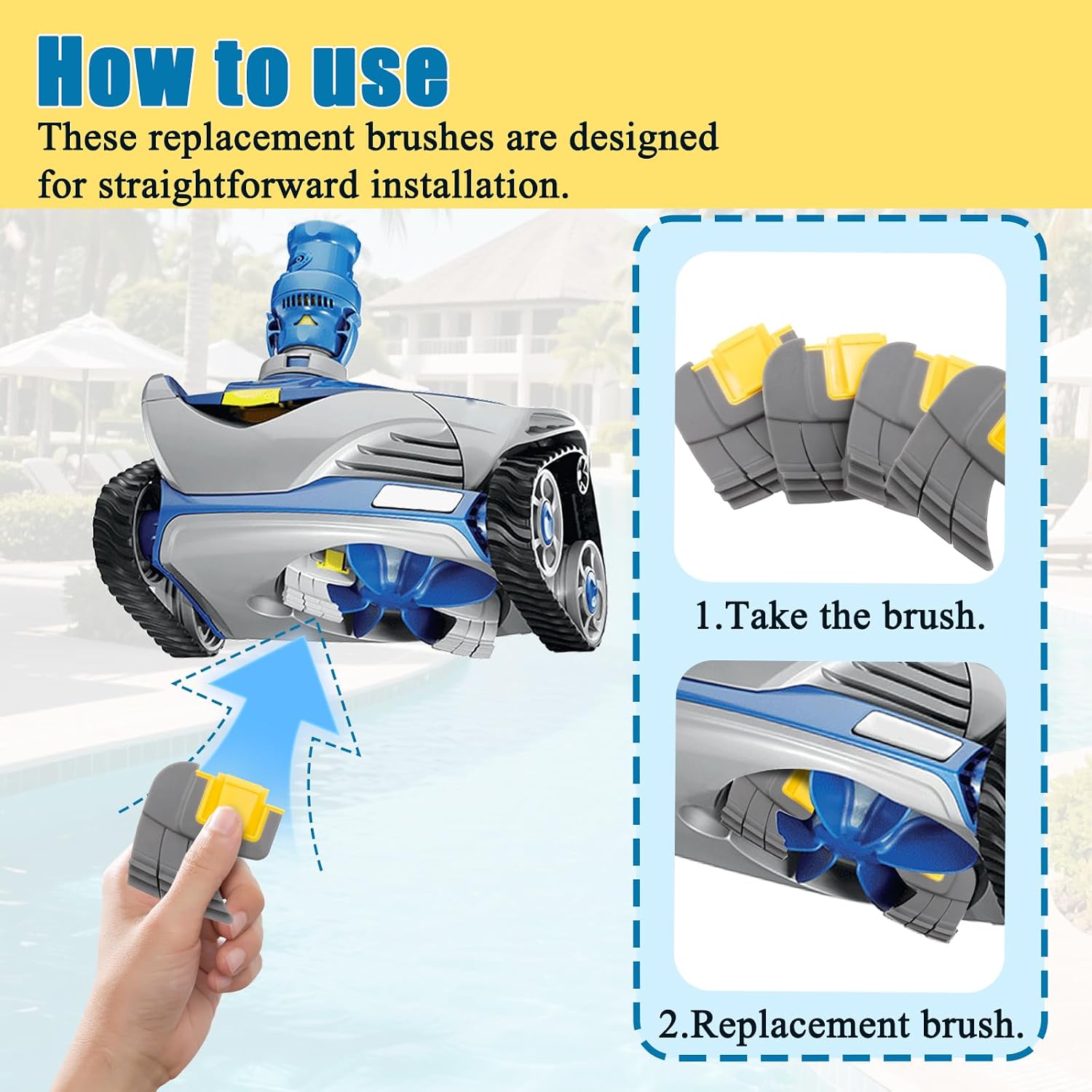 4 Pcs R0714400 Pool Cleaner Cyclonic Scrubbing Brush Pool Cleaner Replacement Parts Compatible with MX8 Elite MX6 Elite and Maxx