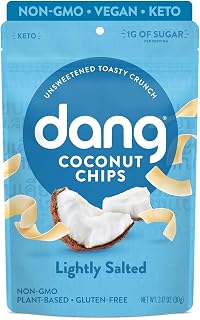 Dang Toasted Coconut Chips Lightly Salted 3.17oz (12-Pack Case) - Plant-Based, Non-GMO, Gluten-Free Vegan Snacks