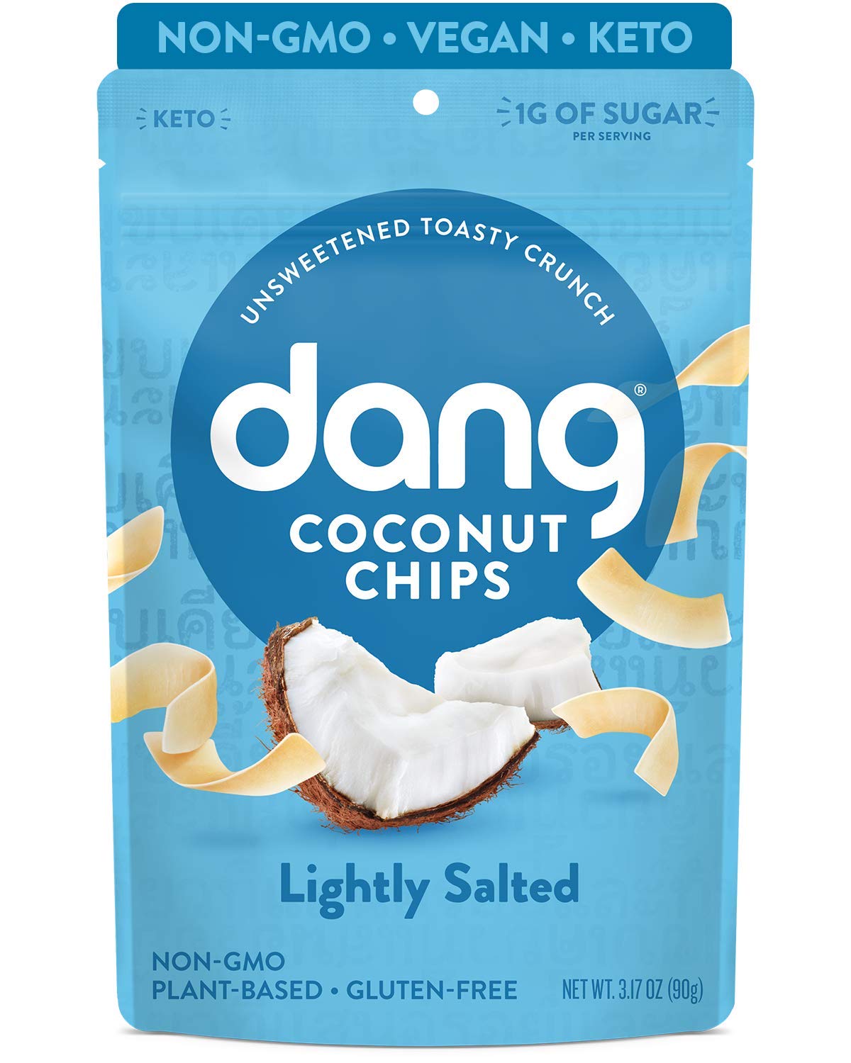 Dang Toasted Coconut Chips Lightly Salted 3.17oz (12-Pack Case) - Plant-Based, Non-GMO, Gluten-Free Vegan Snacks