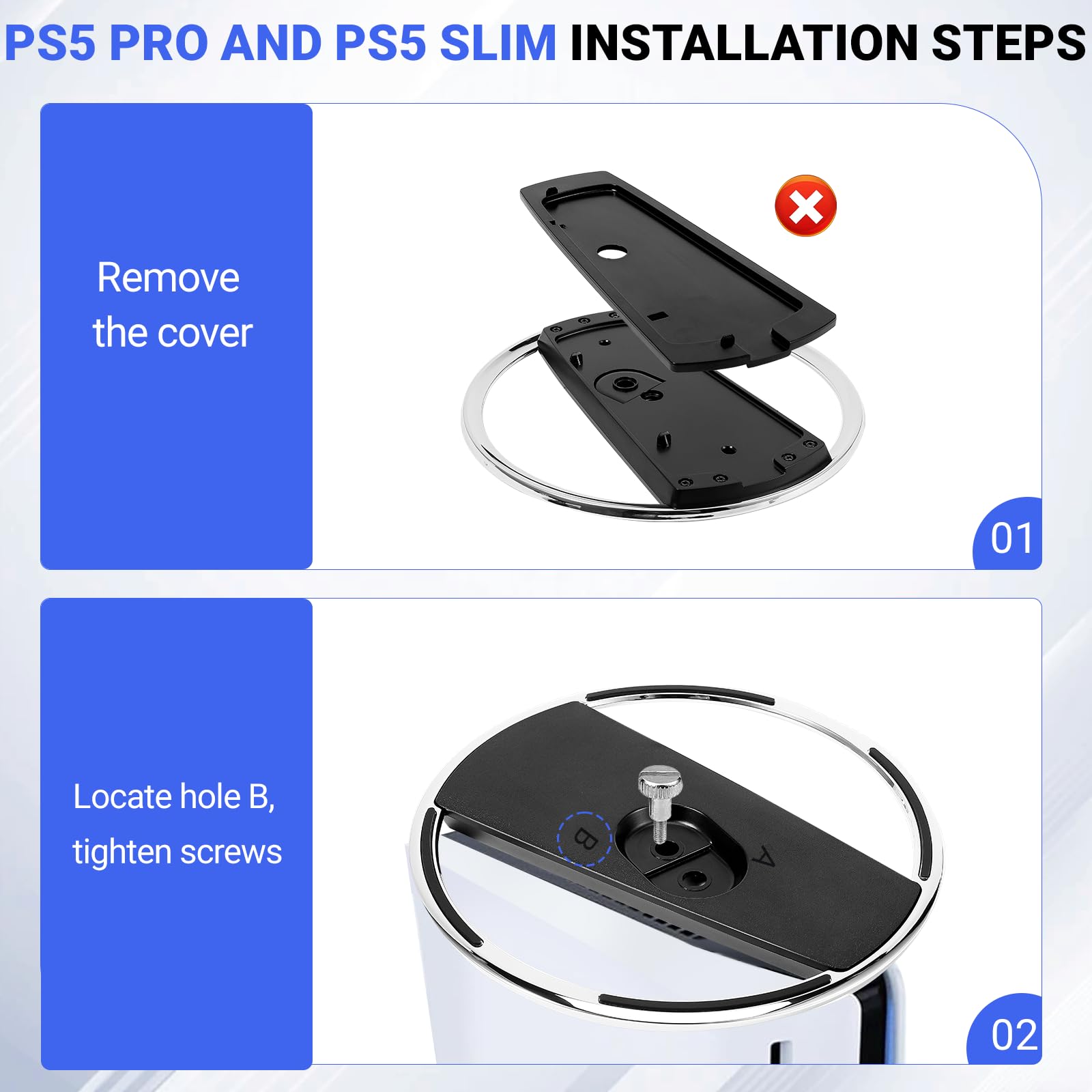 Zorplex Soporte Vertical para Consola PS5/PS5 Pro,aleación de zince&ABS Accesorios de PlayStation 5, Compatible para PS5 (Disco y Edición Digita) l, con Base Antideslizante y Tornillo