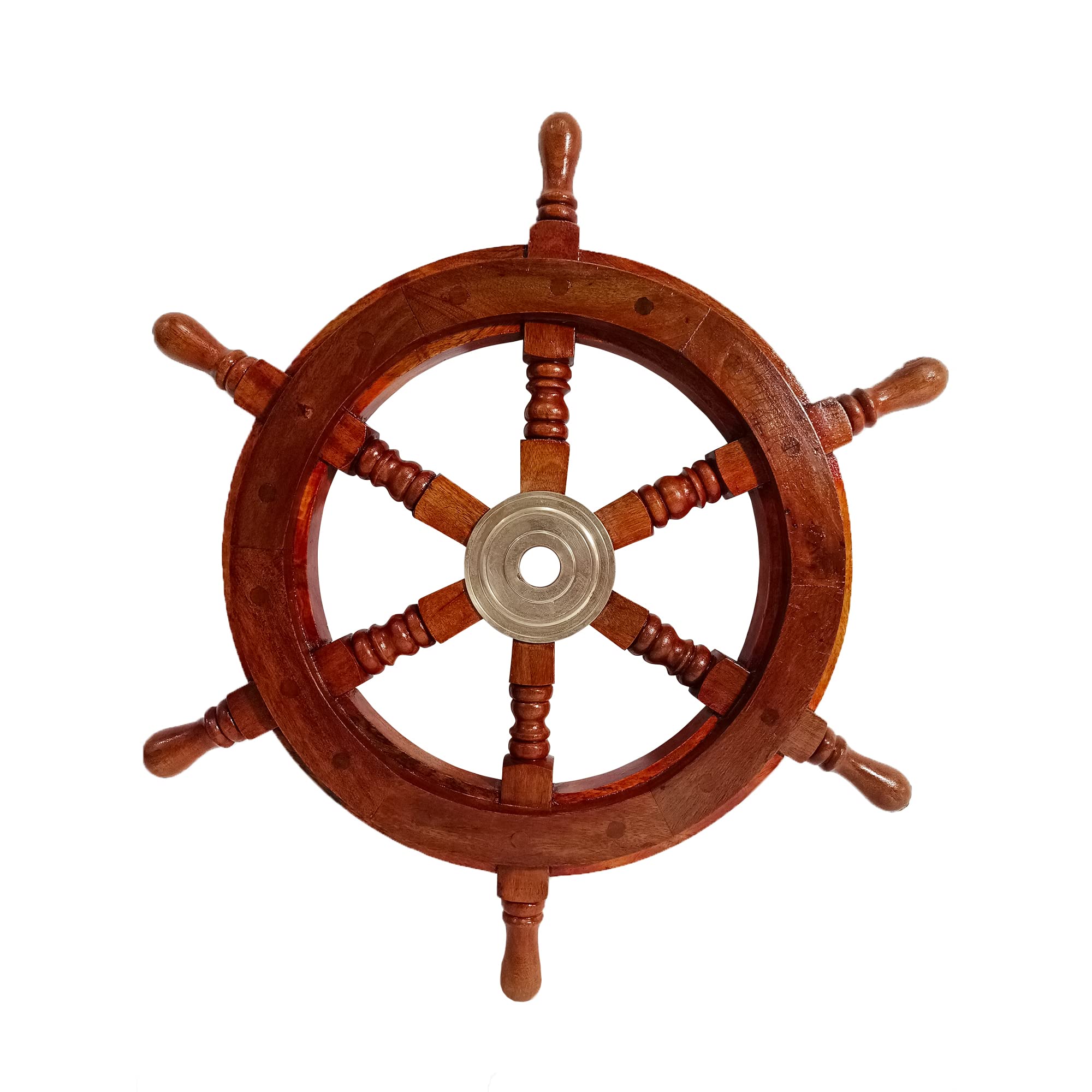 SOHRAB NAUTICALSShip Wheel Wall Decor Handcrafted Wooden Ship Wheel Prop Pirate's Boat Steering Luxury Gift Decor Collectibles Home Decor (18 Inch)