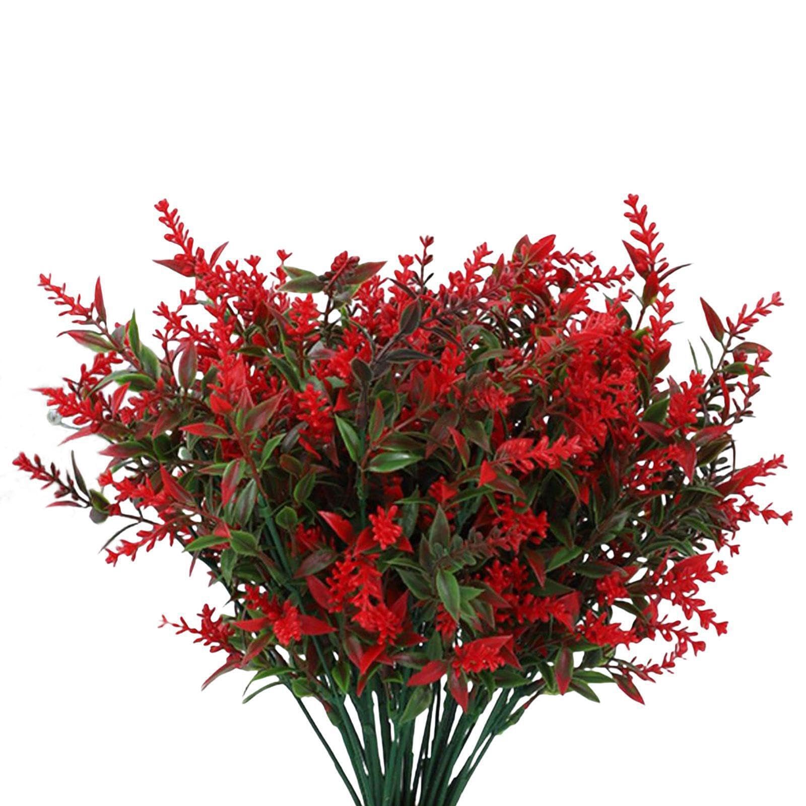 KIXZSAZ Stunning Artificial Lavender Flower Floral Bouquet for Indoor Home Decor Realistic and Vibrant Shrubs, Big Red