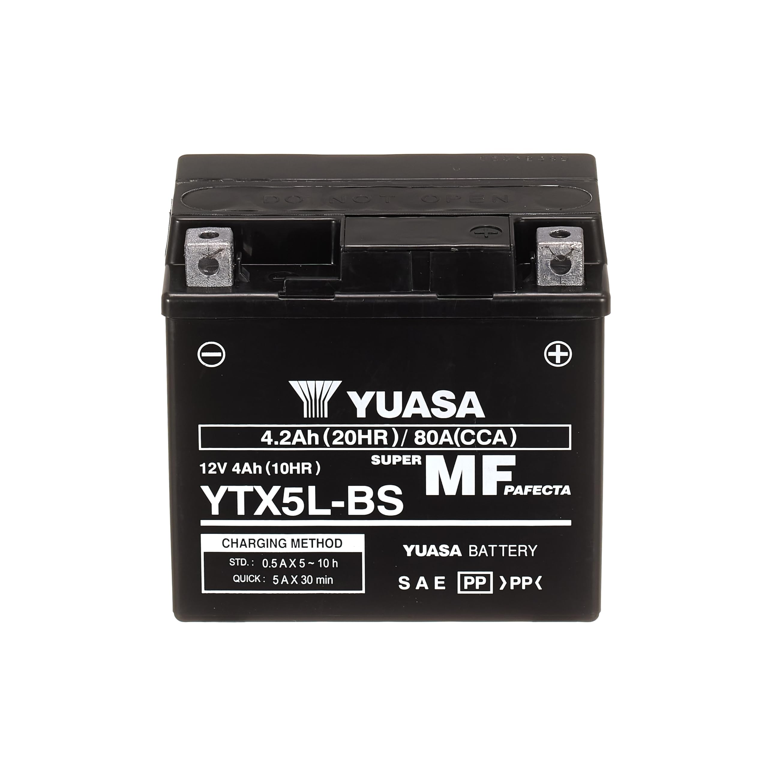 Yuasa YTX5L 12V 80 CCA wartungsfreie VRLA Motorradbatterie, Schwarz