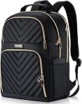 Laptop Backpack for Women, School Backpack for Teen Girls, 15.6 Inch Quilted Work Backpack Purse, Large Anti-theft Bookbag for Students, Casual Daypacks for Women, Black