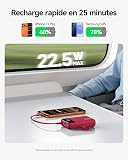 INIU Batterie Externe, 22.5W 20000mAh Compacte Power Bank, Charge Rapide Powerbank Compatible avec iPhone Samsung Xiaomi Huawei iPad, Travel Camping Randonnée Essentials pour Hommes et Femmes, Rouge - 4