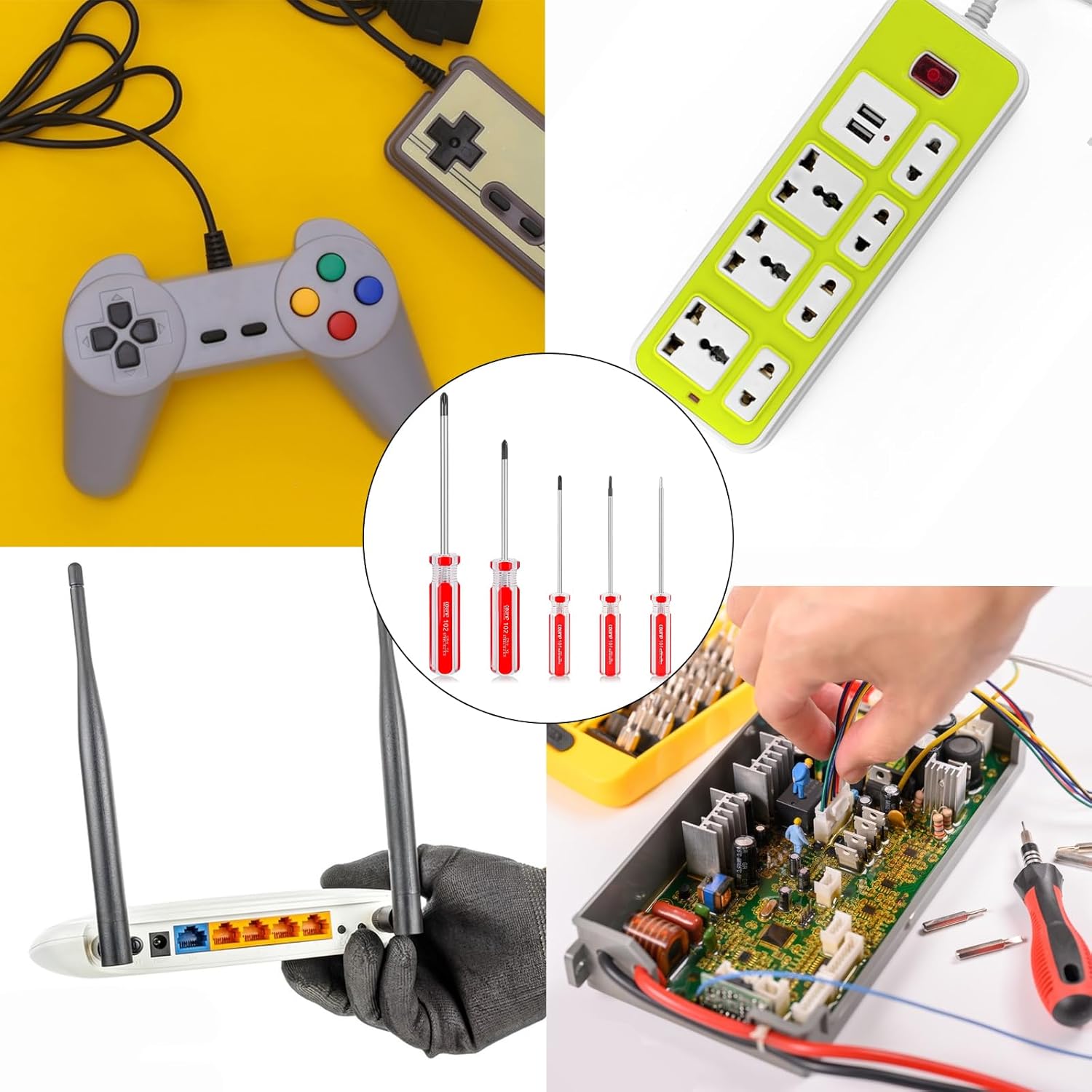 Triwing Screwdriver Set Magnetic Point Y Tip 5 Sizes 1.5mm 2mm 3mm 4mm 5mm, Magnetic Tri-wing Screwdriver Set with Plastic Handle