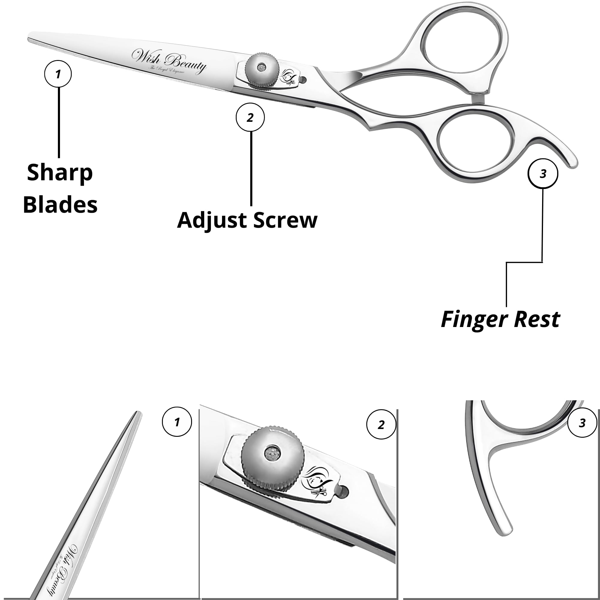 Glamified - Forbici professionali da barbiere per mancini, 16,5 cm, forbici da taglio per capelli mancini per donne