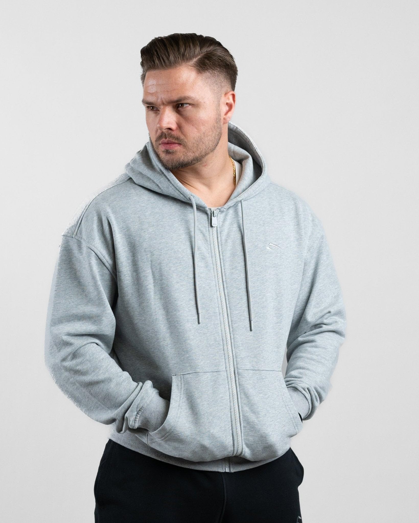 ATHLETIC AESTHETICS Essential Oversize Zip Hoodie - Oversize Zipper Kapuzen Pullover für Herren, Langarm Hoody mit Reißverschluss, Kapuzenpullover für Sport, Fitness, Gym und Freizeit, Pulli