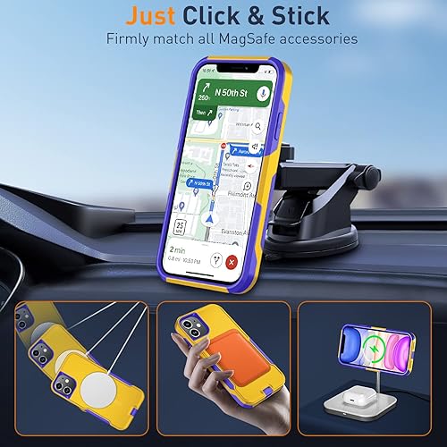 Miniatura 9 de Xmon Funda magnética para iPhone 11 compatible con MagSafe Protector de pantalla de vidrio templado con protector de lente de cámara Funda para