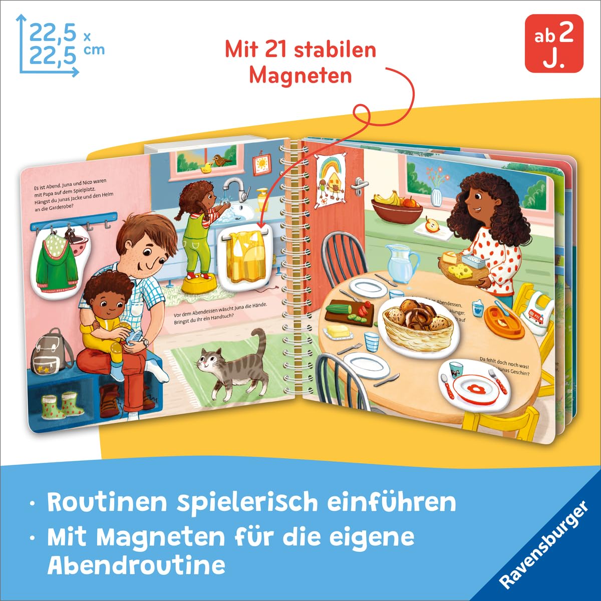 Mein großes Magnetbuch: Das machen wir am Abend - Magnet-Spielbuch ab 2 Jahren, Bilderbuch: Mit 21 Magneten