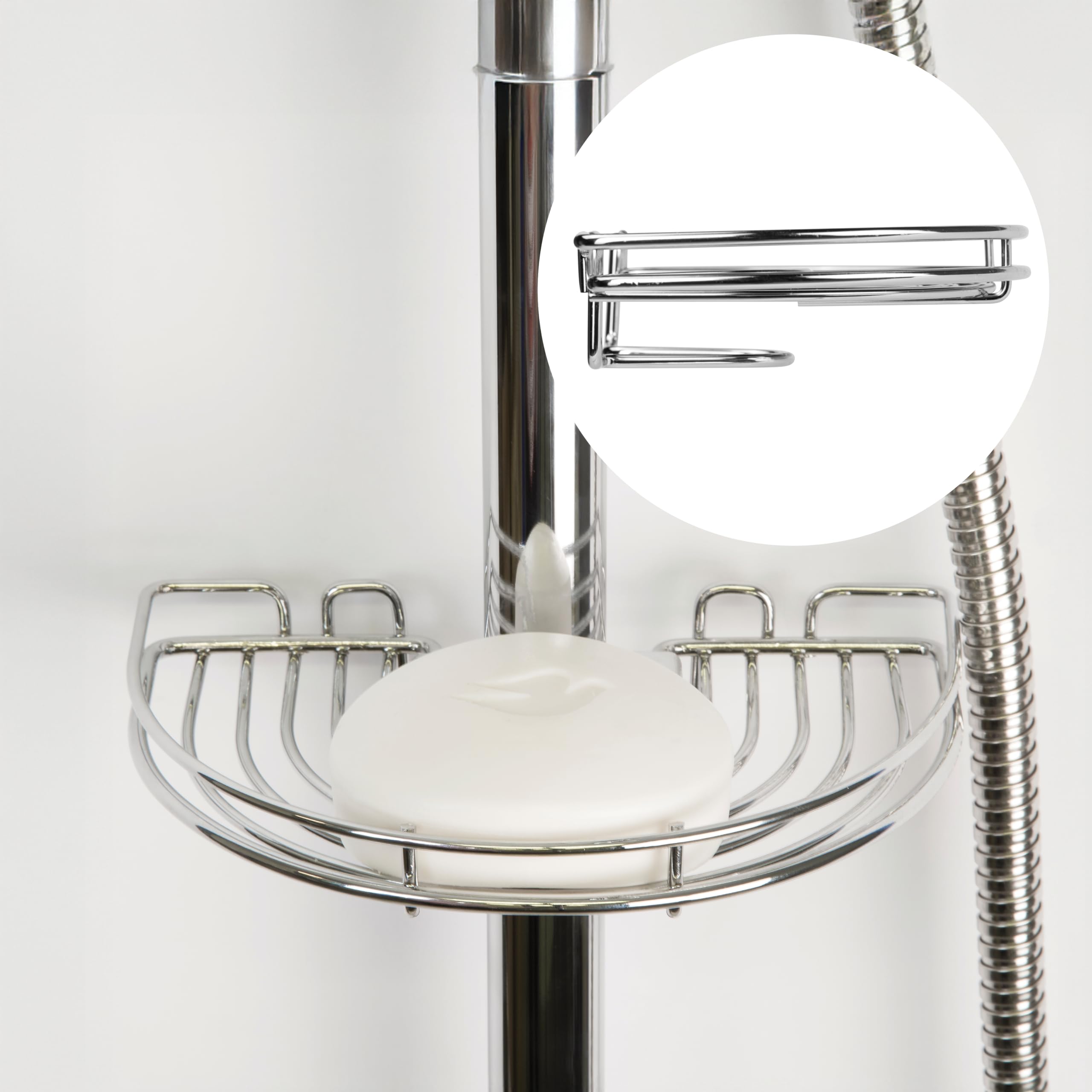 Croydex Chrome Easy To Fit Riser Rail Soap Basket Shower Dish, 5 Year Rust Free Guarantee