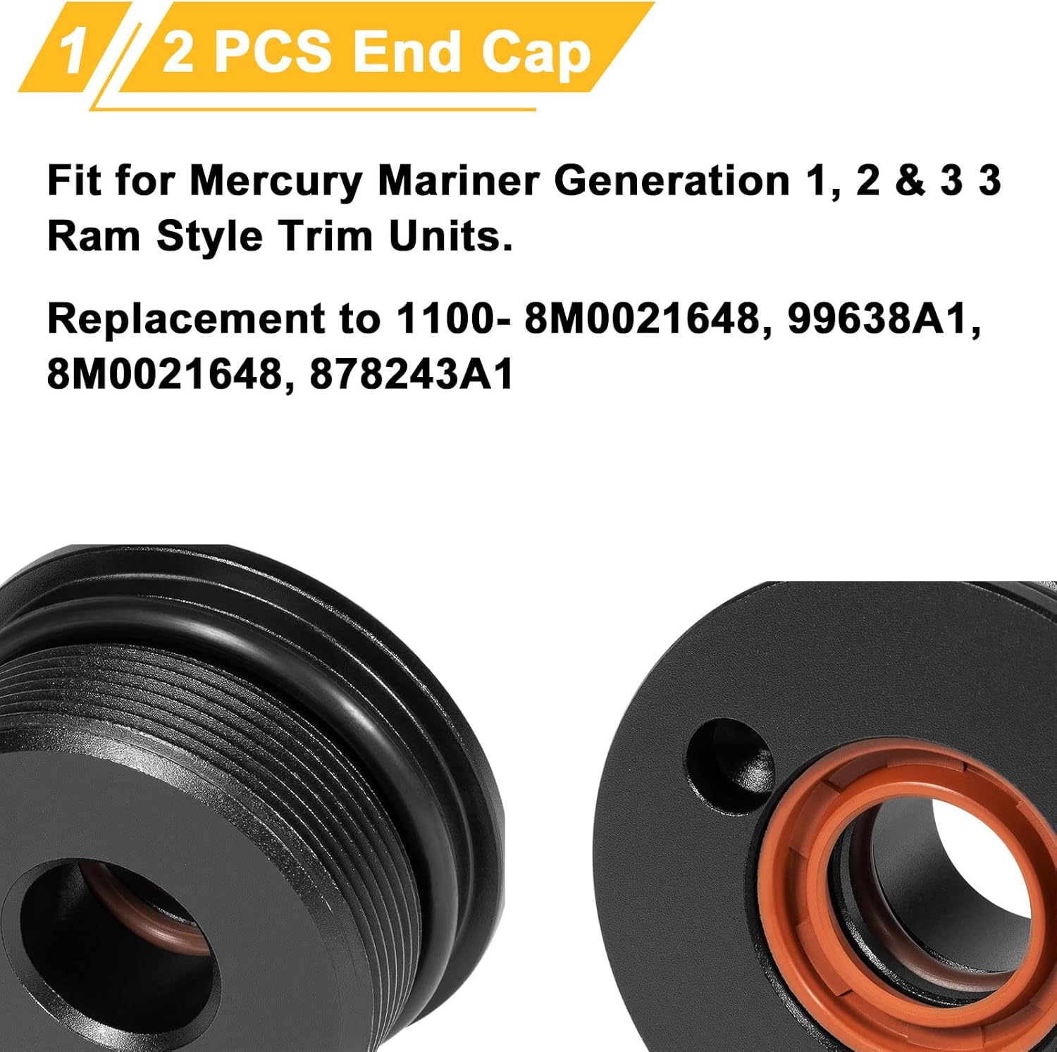 MerCruiser Transom Assembly | PowerBoatSupply.com エンドキャップ/ガイドアセンブリ Mercury Mariner Generation 1、2、3 3 ラムスタイル トリムユニット