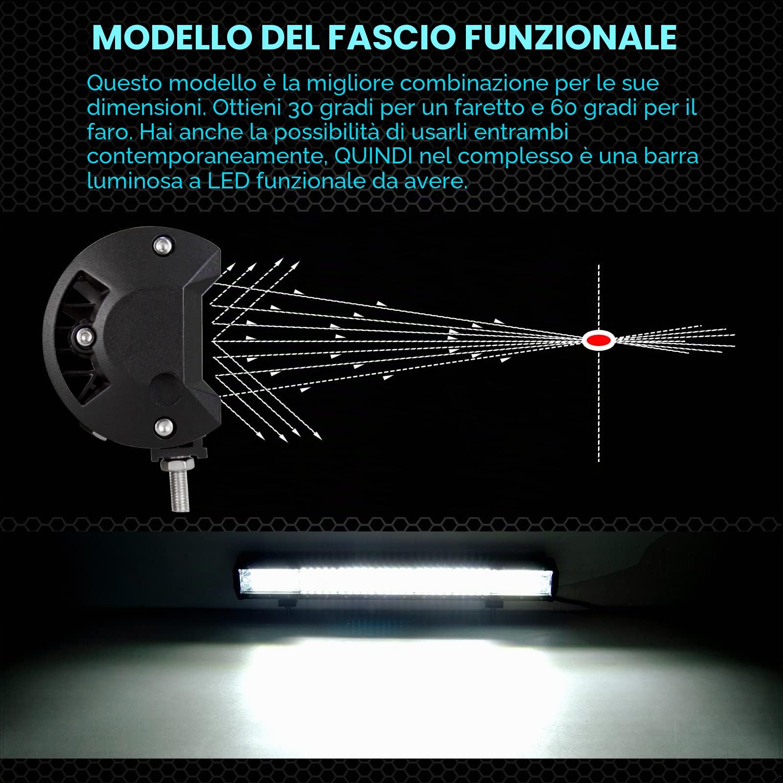 AUXTINGS 57 cm 570W 4 file LED Light Work Bar Spot Flood Trucks Truck 4X4 Boat Off Road Fog Lampada di guida, 12V 24V impermeabile