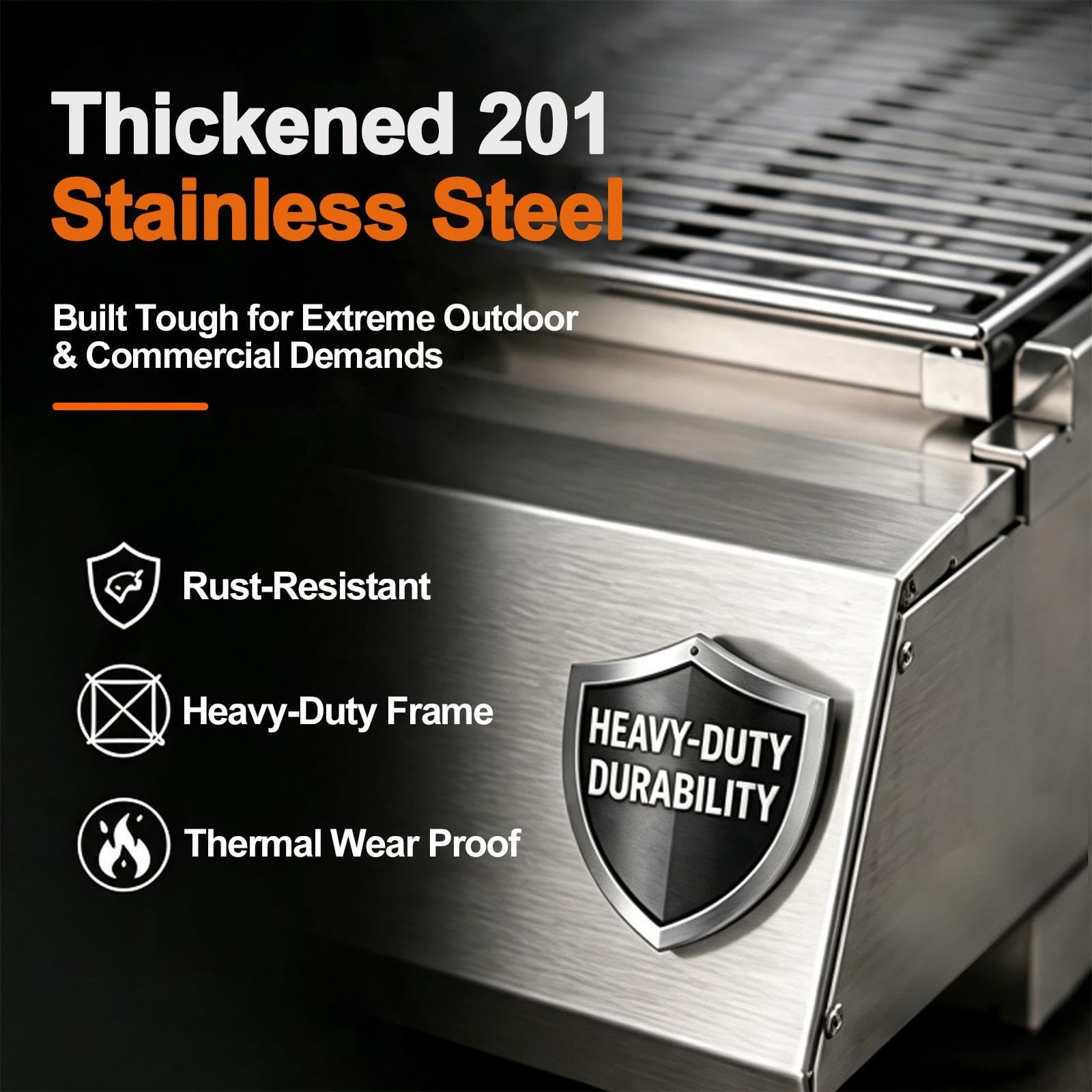 Profesjonalny Ruszt Stołowy Stal 4 6 8 Palniki | Grill Zewnętrzny Wyposażony w Osobne Przełączniki, Trwałą Metalową Strukturę oraz Stabilną Wydajność(8 Burner)