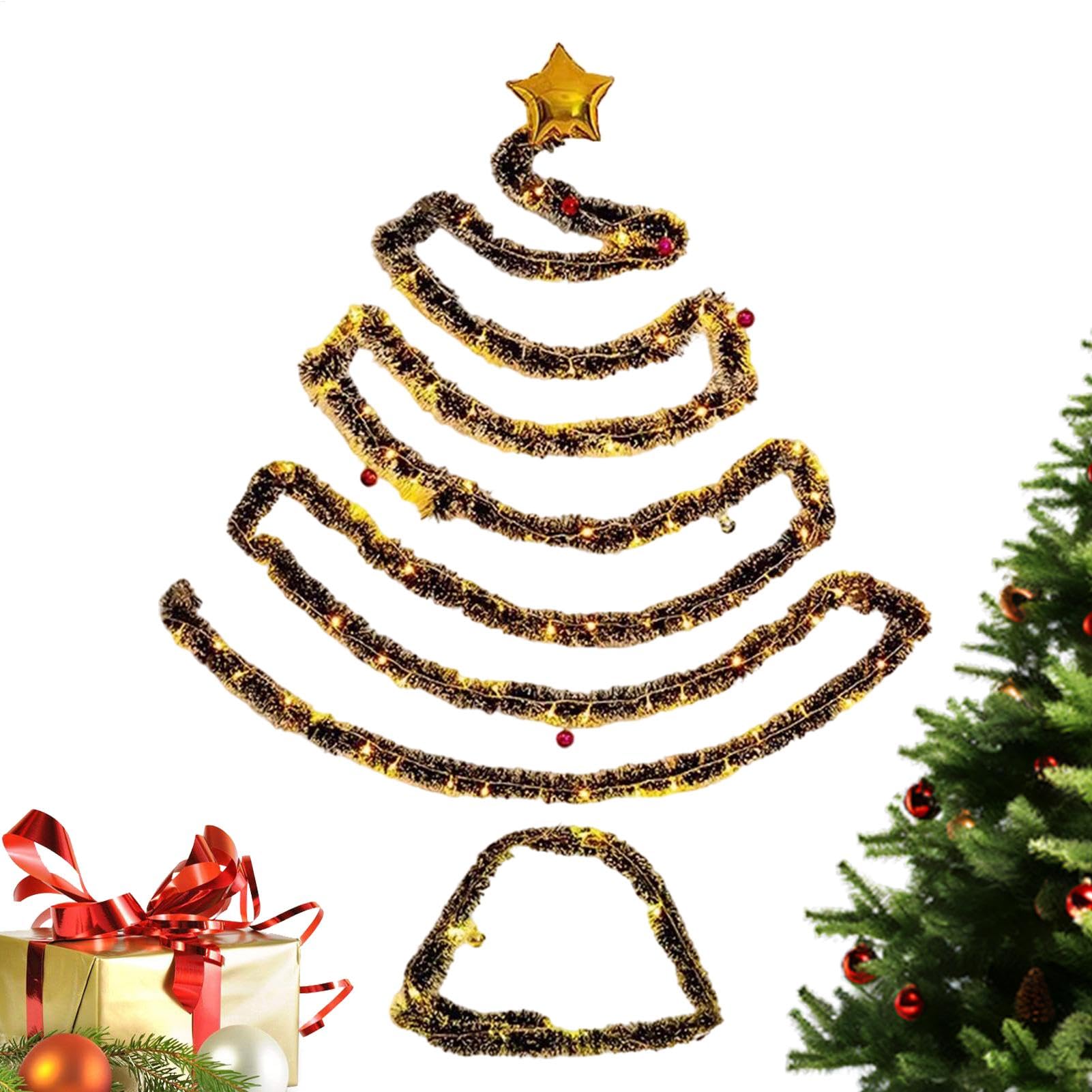 Albero di Natale in metallo da appendere, 83 cm, illuminato con 30 LED