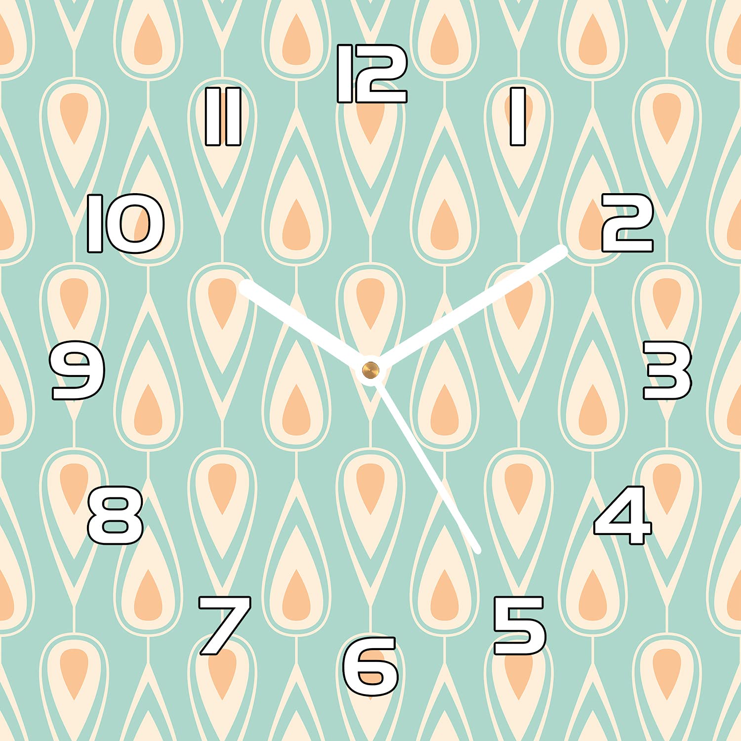 Horloge murale en verre pour cuisine et salon moderne avec photo vintage orange