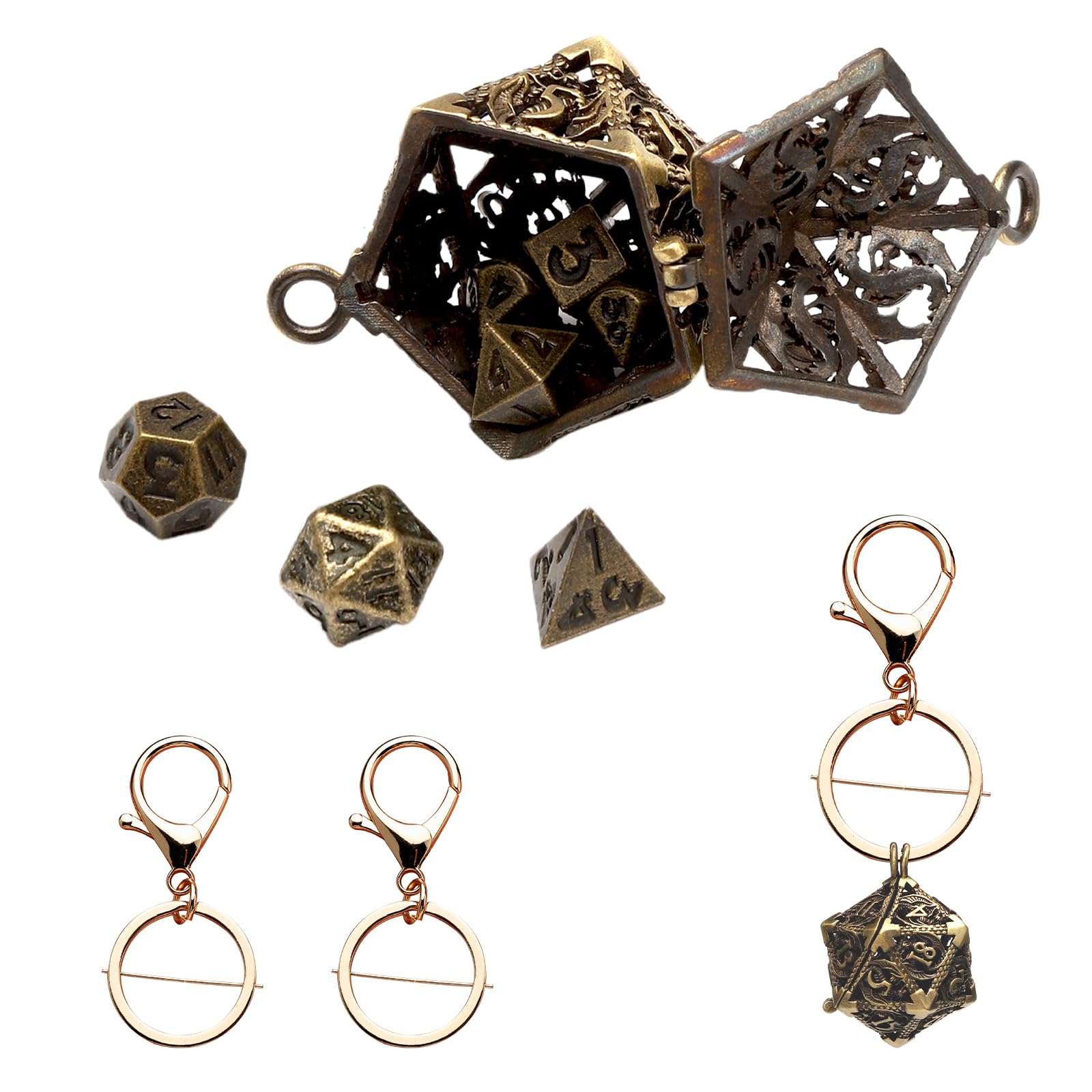 Mini Juego de Dados DND Juego de Dados DND de 7 Piezas con Estuche para Dados de Metal DND para Mazmorras y Dragones MTG RPG D&D D20, D12, D10, D%, D8, D6, D4, Juego de Dados poliédricos DND Gift