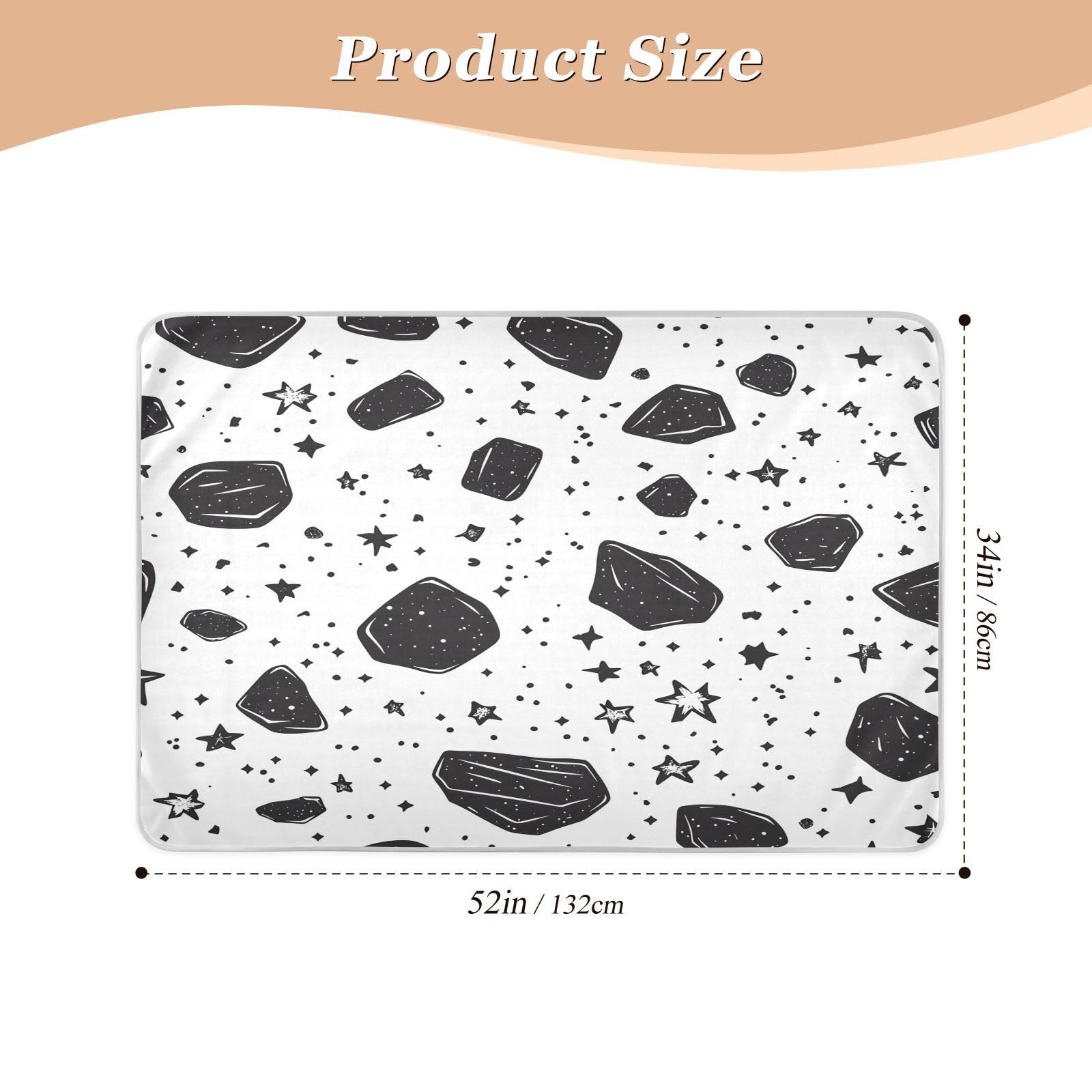 BOESI Doodle Stars and Rock Pattern Waterproof Pads for Bedwetting and Incontinence, Reusable Pads, Reusable Diaper Pads for Bed, Sofa, Travel