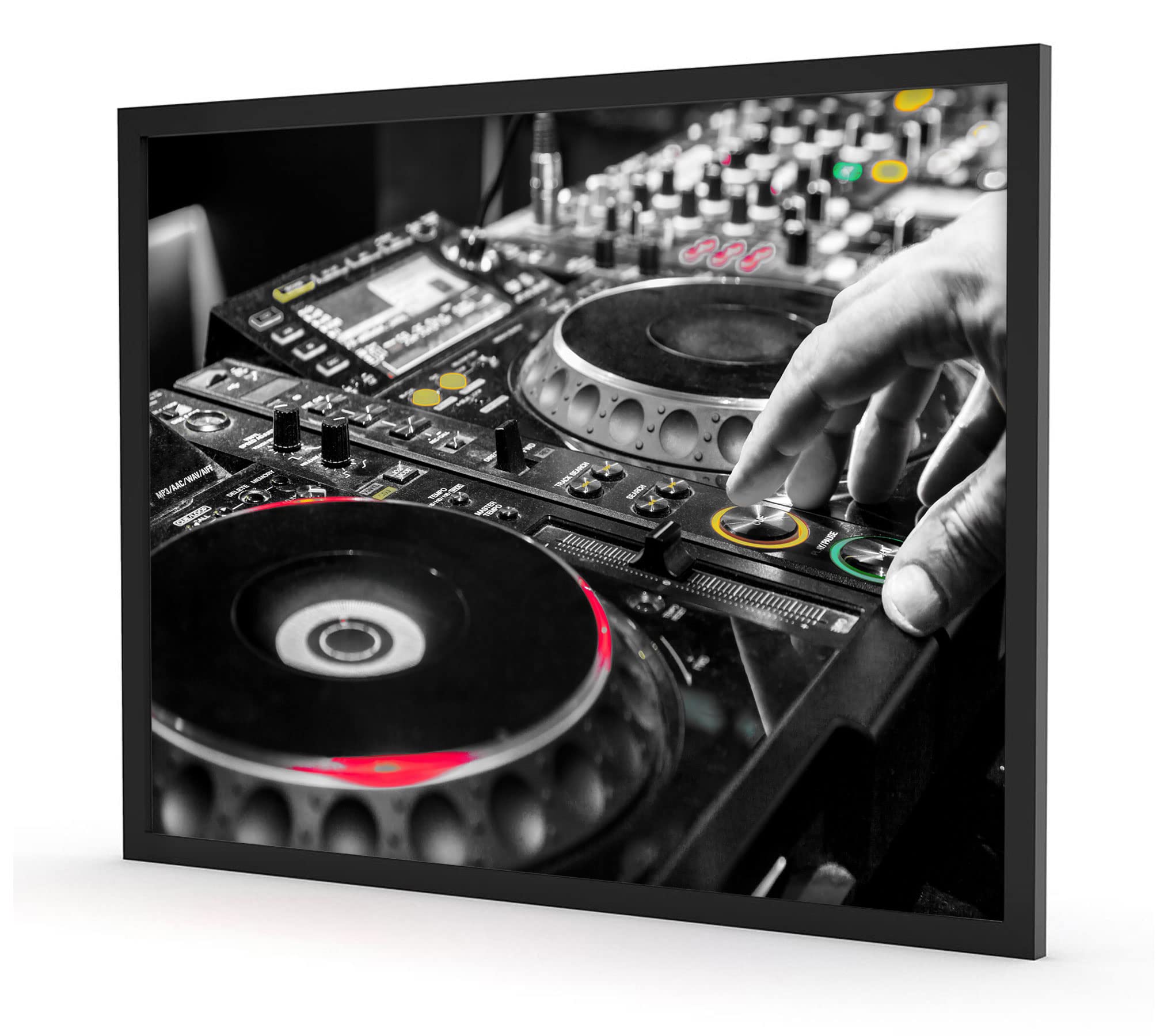 Poster moderno illuminato da DJ con cornice, formato 80 x 60 cm, stampa artistica incorniciata