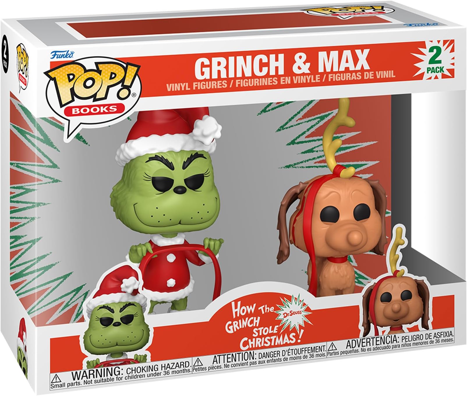 Pop! Books: HTGSC - the Grinch With Max 2PK - How the Grinch Stole Christmas - Collectable Vinyl Figure - Gift Idea - Official Merchandise - Toys for Kids & Adults - Movies Fans