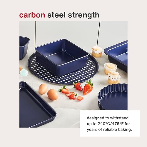 Vista 5 de Zyliss E980197 - Lata antiadherente de base suelta 9.8 in/10 pulgadas Acero al carbono Azul oscuro Lata para pasteles, molde