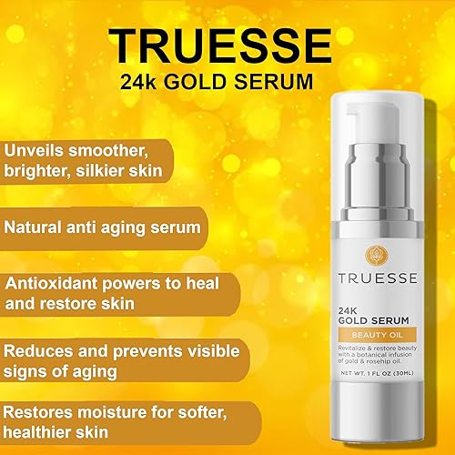 Miniatura 5 de TRUESSE Suero de oro de 24 quilates, suero antienvejecimiento, suero facial para mujer, aceite ayurvédico para arrugas, 1 onza líquida