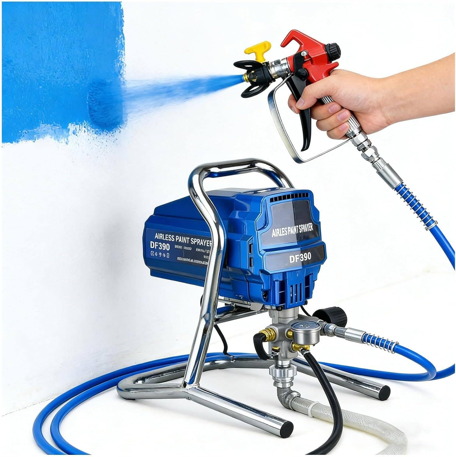 Pulverizador de pintura eléctrico, 1800 W, portátil, sin aire, con manguera de 5 m y boquillas, ideal para muebles, paredes y puertas