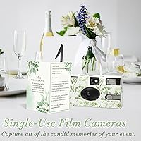 Vista 8 de Paquete de 6 cámaras desechables a granel para bodas, eucalipto de un solo uso de 1.378 in de película desechable con flash, ISO 400 17 exposiciones