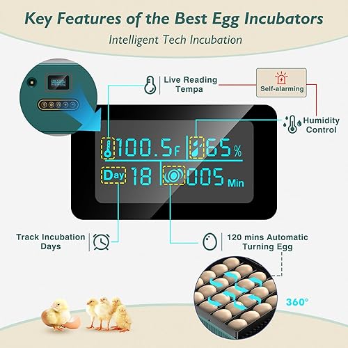 Miniatura 5 de Incubadora de huevos de gallina con tractor automático de girado de huevos y eclosionado  Ideal para huevos de pollo, pato y codorniz para incubar