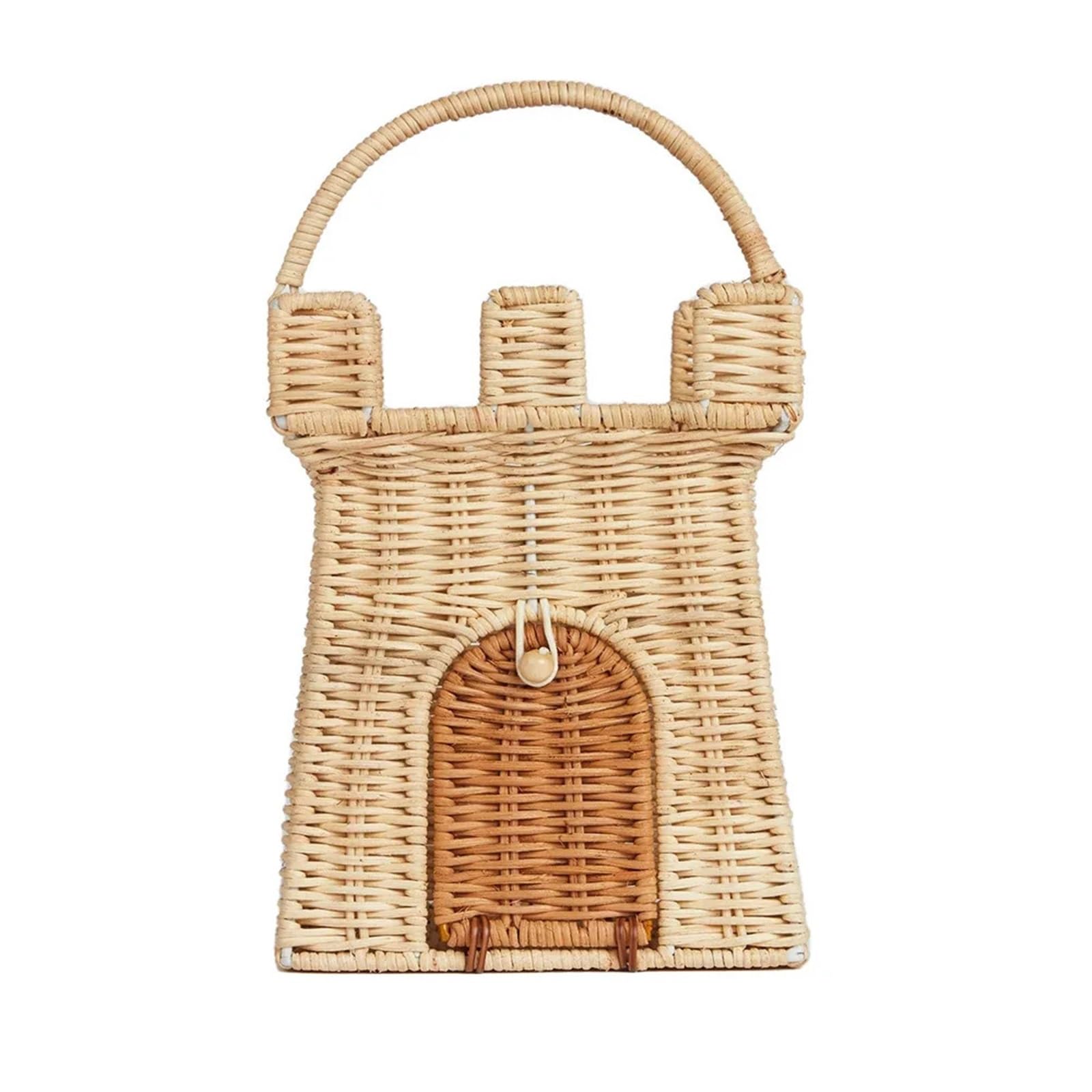Rural Style Hand Woven Basket Halloween Decoration Rattan Castle Small House