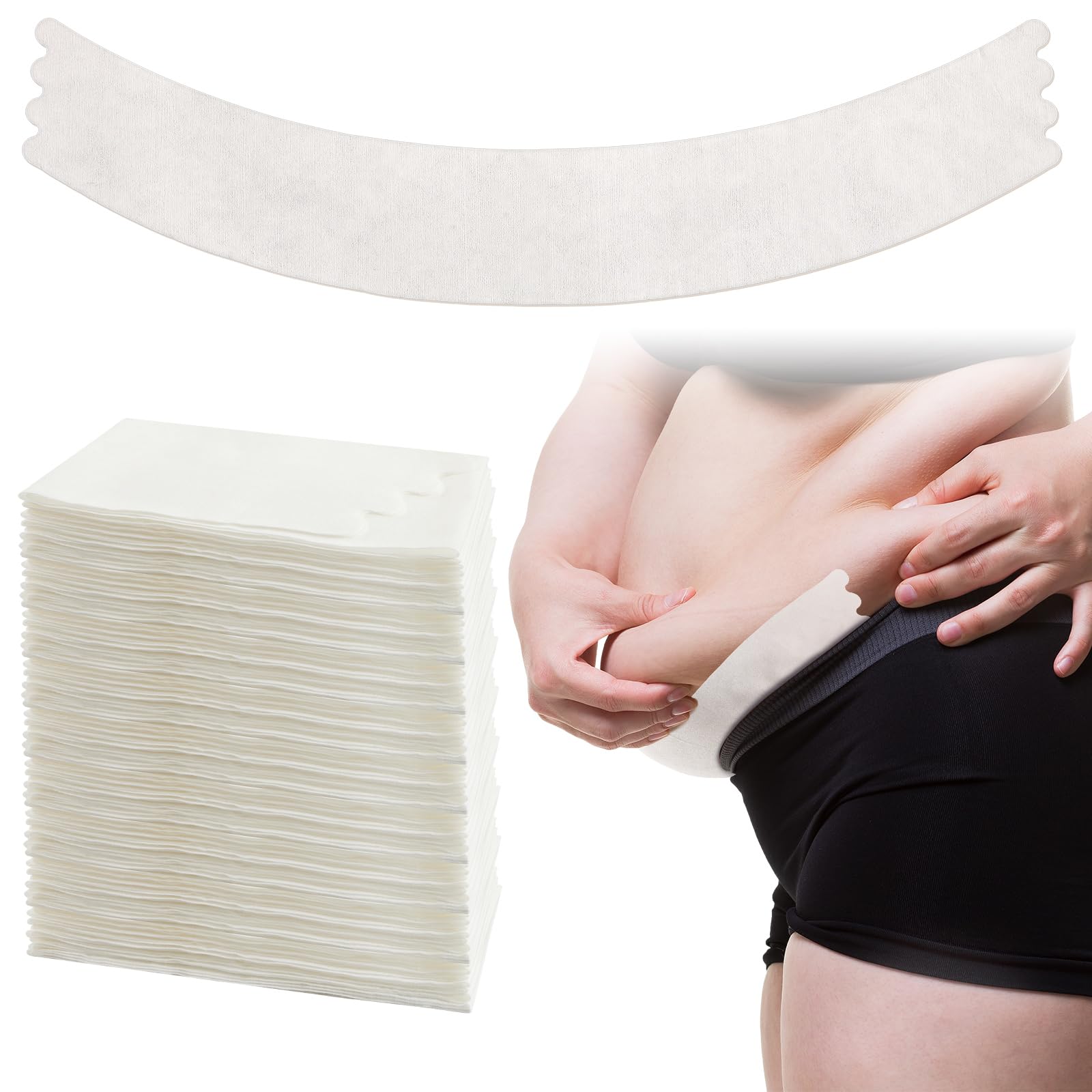 Neer 50 Pcs Tummy Liners for Sweat White Thin Cotton Fabric Belly Sweat Liners Plus Size Belly Pads