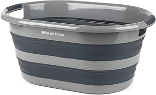 Russell Hobbs Panier à Linge Ovale Pliable LA053879GRYEU, 27 L, Noir/Gris, 62,5L x 45W x 28H