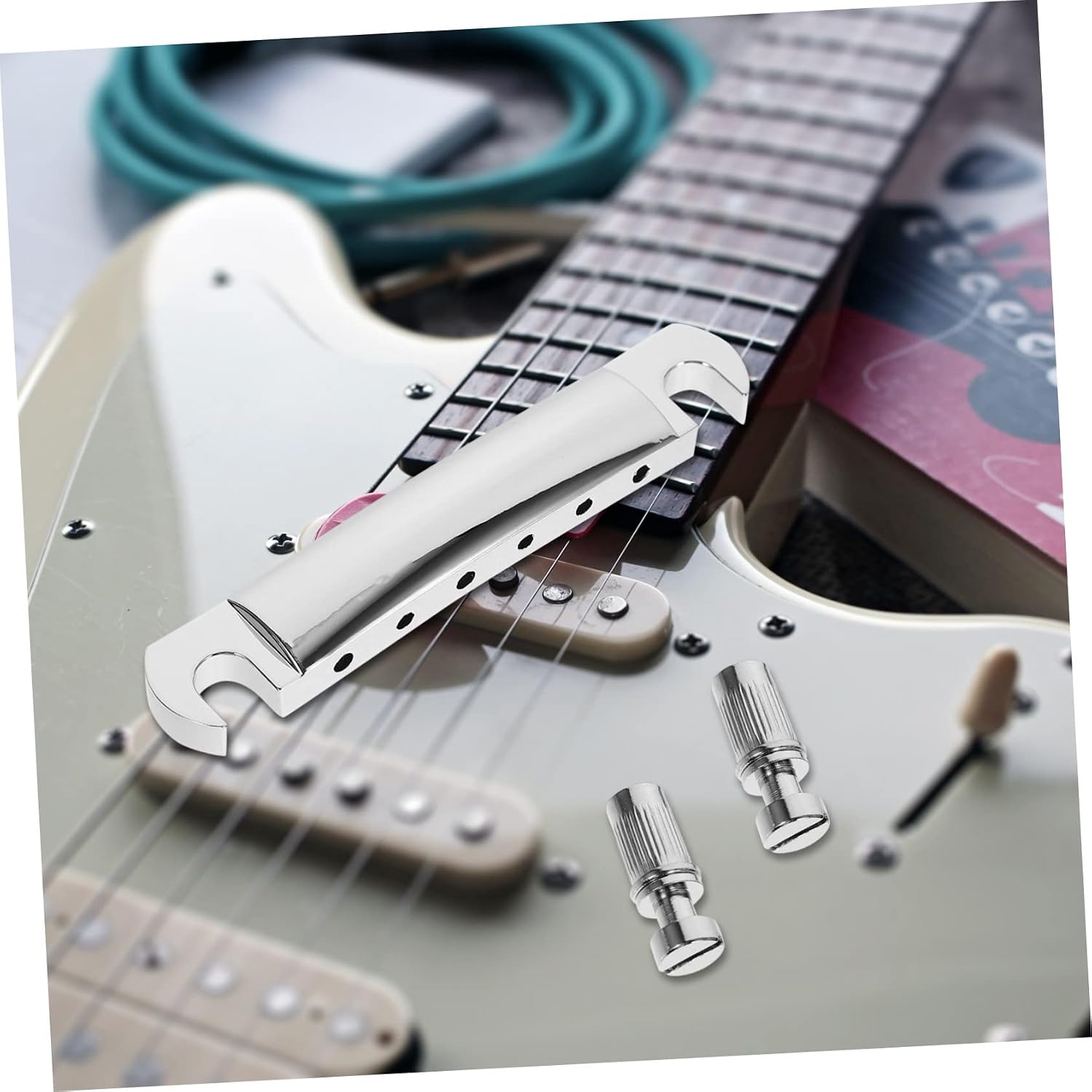 Toyvian Electric Guitar Fixed Bridge Saddle Style Tailpiece Bridge Tailpiece Part Strong and Tool