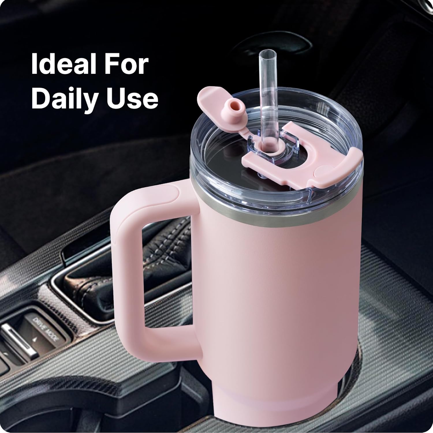 40 OZ Tumbler Lid Replacement for Stanley Quencher 2.0 & ProTour Tumblers, 40 OZ Spill Proof Tumbler Lid for Stanley Cup (Black) - Image 4