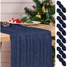 8 Pack Navy Blue Table Runner 17 x 108inch Cheesecloth Table Runner Boho Gauze Table Runners Romantic Rustic Sheer Fabric Cheese Cloth Table Runners for Wedding Party Bridal Shower Spring Table Decor