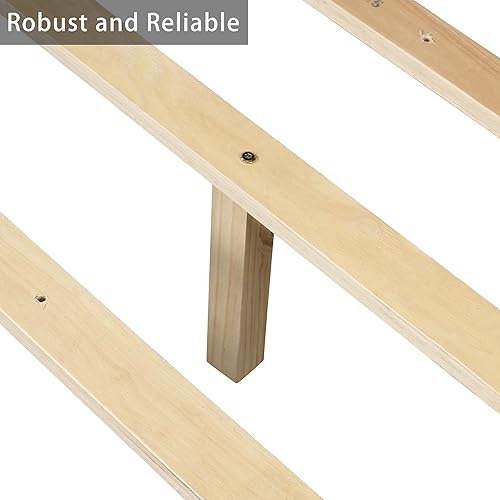 Miniatura 5 de Cama de plataforma de madera de tamaño individual con 2 cajones, marco de cama de plataforma moderna con cajón de almacenamiento, muebles de