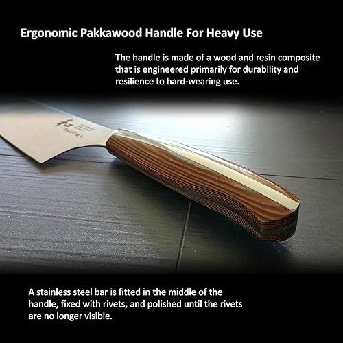 Vista 18 de NAGOMI ] Cuchillo multiusos de 7 pulgadas para carne, pescado y verduras Cuchillo de cocina japonés SANTOKU de calidad profesional con mango