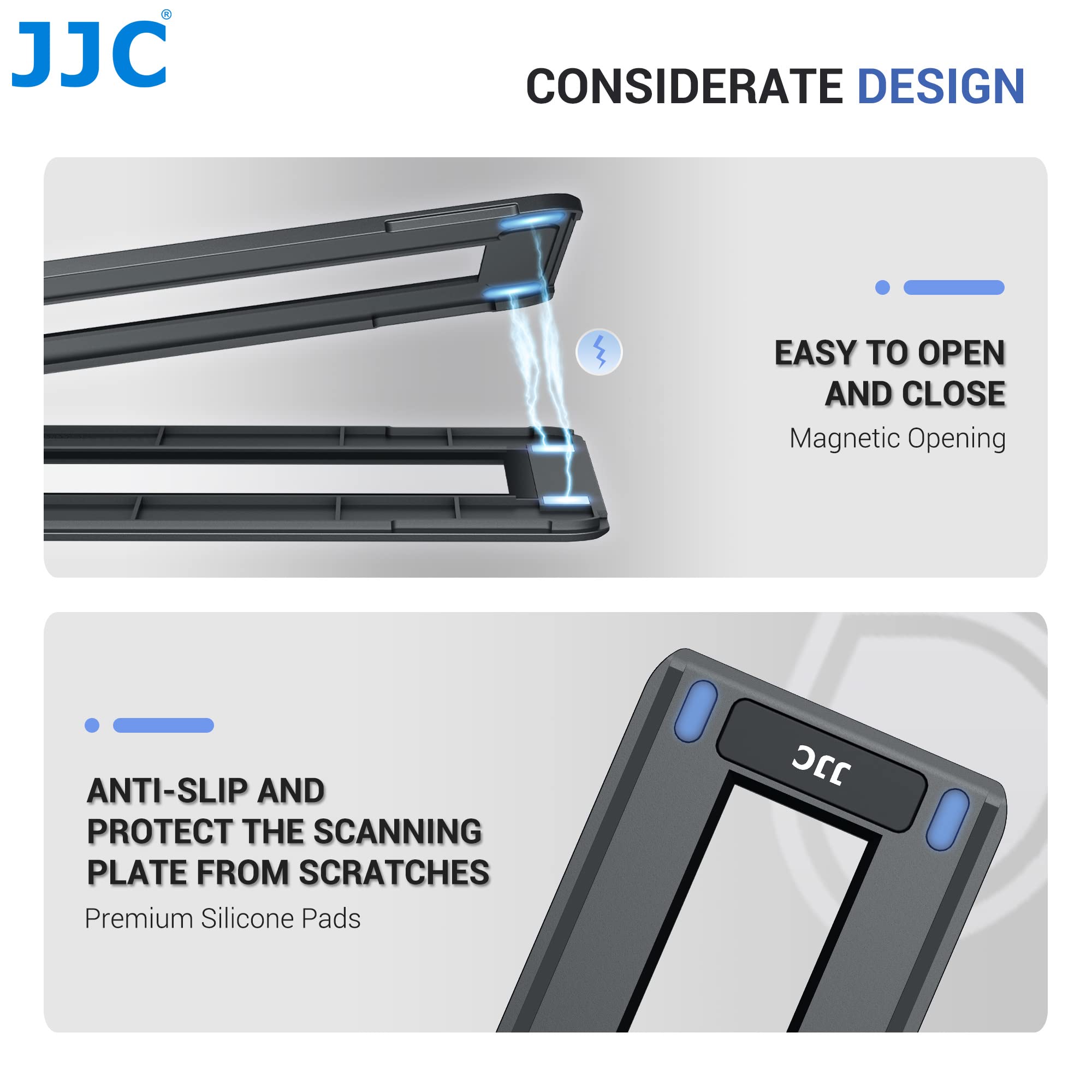 JJC Support Film Négatif 35mm, Support Magnétique Coulissant pour Scanner Films de 24 x 36mm sur Scanner Plat Standard avec Rétroéclairage Zone de Numérisation de l'unité Transparente 228,5 x 27,9mm