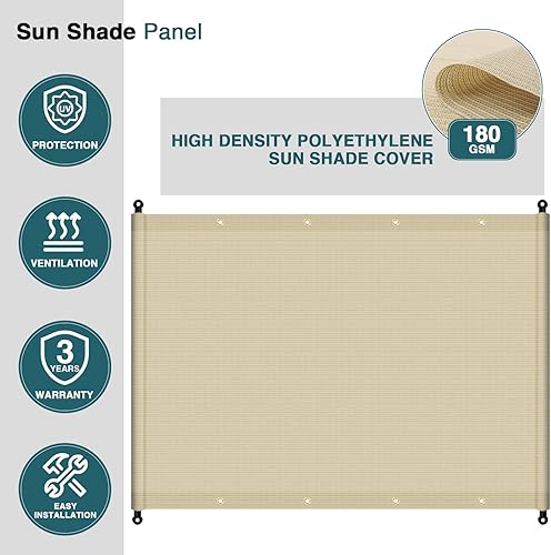 Miniatura 3 de ECOOPTS Toldo para exteriores, 10 x 16 pies, con ojales y varillas pesadas para pérgola, patio, porche (beige)