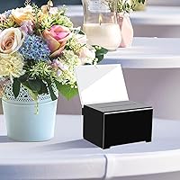 Vista 5 de Urna de donación acrílica con candado, caja de sugerencias segura y segura, ideal para tarjetas de visita (6.25 x 4.5 x 4 pulgadas), color negro