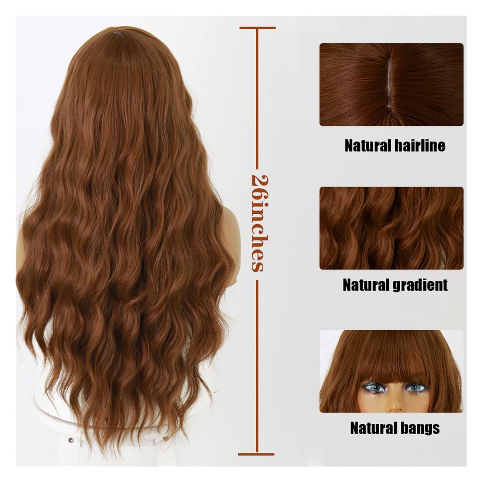 Damskie peruki peruki półróżowe pół peruki dla dziewcząt peruki do włosów z grzywką odporne na wysokie temperatury Cosplay Lolita, peruki Beauty Ladieshair (kolor: 03, rozmiar: 61 cm)