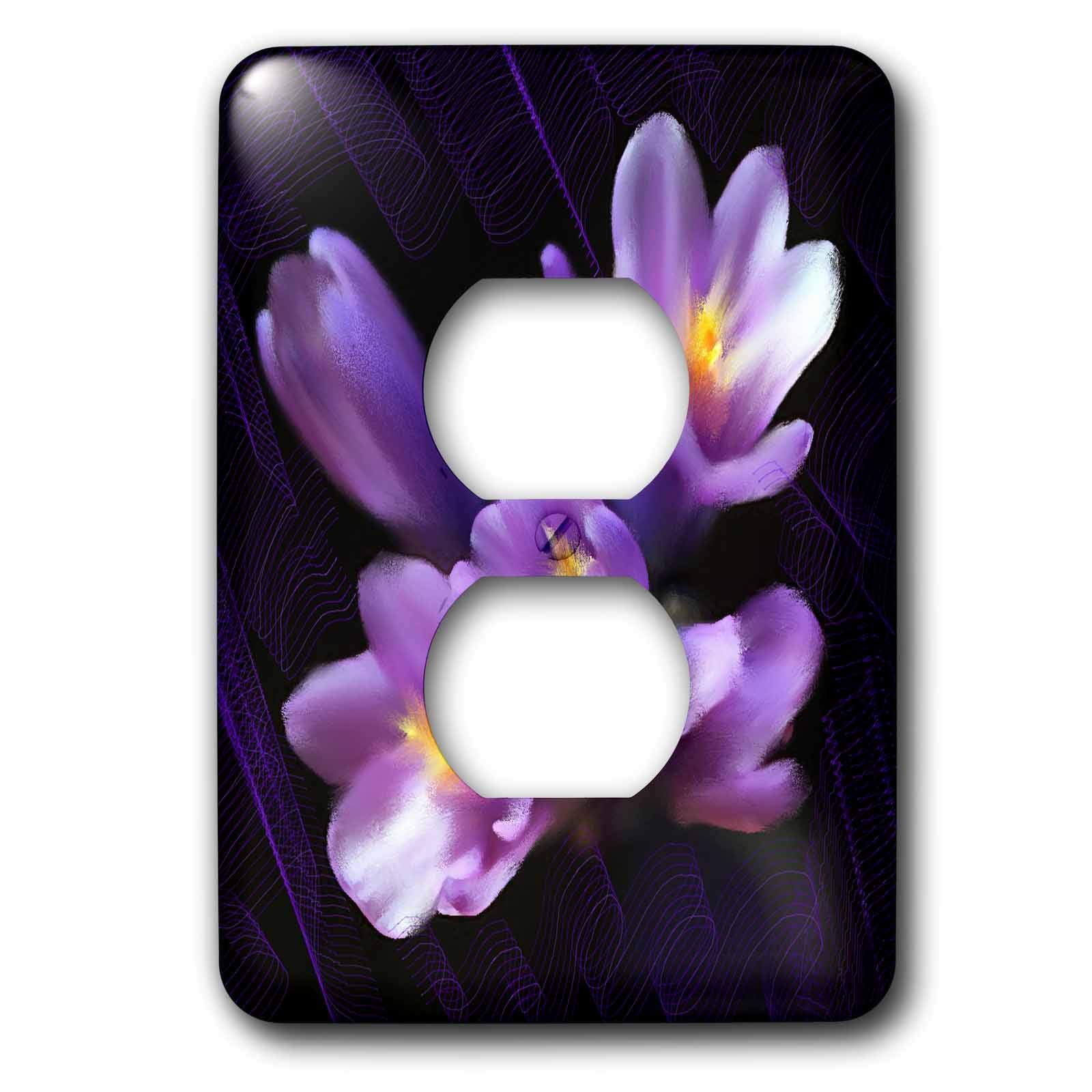 Cache-prise 2 prises Fleurs Violet 3dRose lsp_4867_6 pour décoration murale