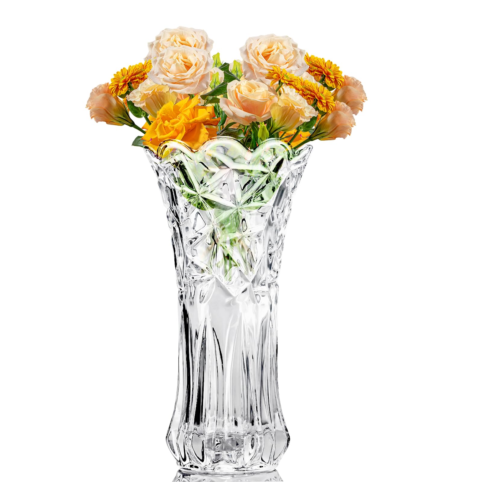 Vase en cristal transparent design diamant pour sublimer vos fleurs séchées